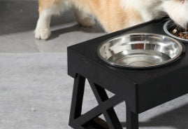 Pet Adjustable Elevated Stainless Steel Vertical Anti-choke Slow Food Dog Bowl