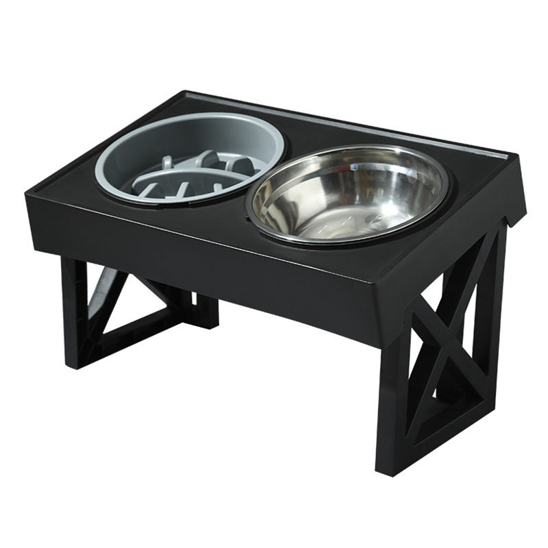 Pet Adjustable Elevated Stainless Steel Vertical Anti-choke Slow Food Dog Bowl