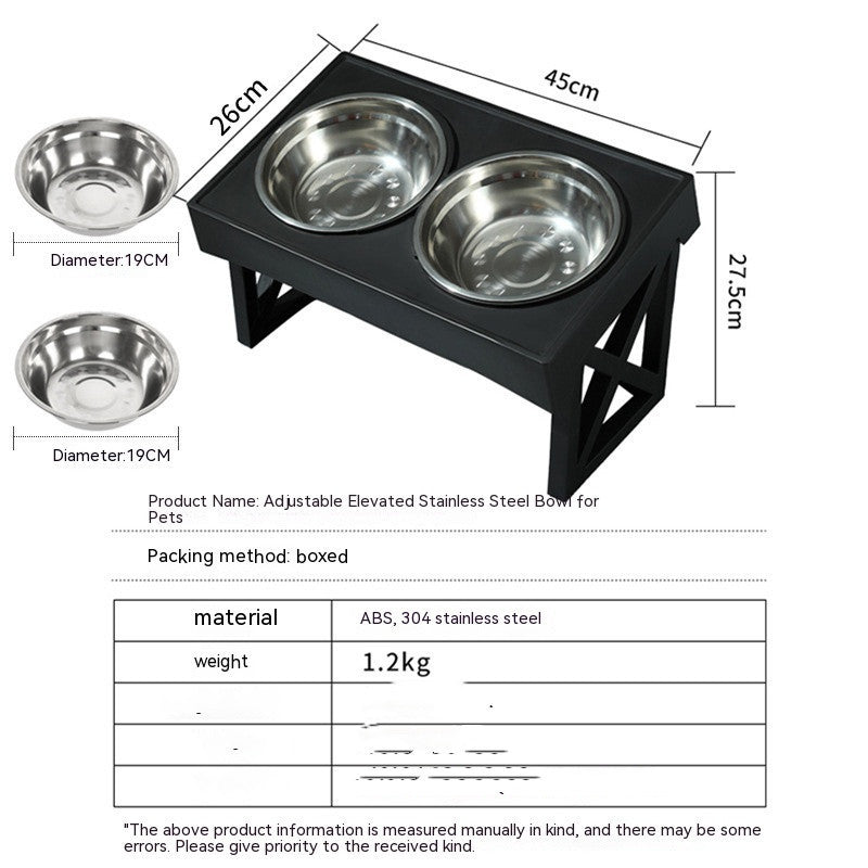 Pet Adjustable Elevated Stainless Steel Vertical Anti-choke Slow Food Dog Bowl
