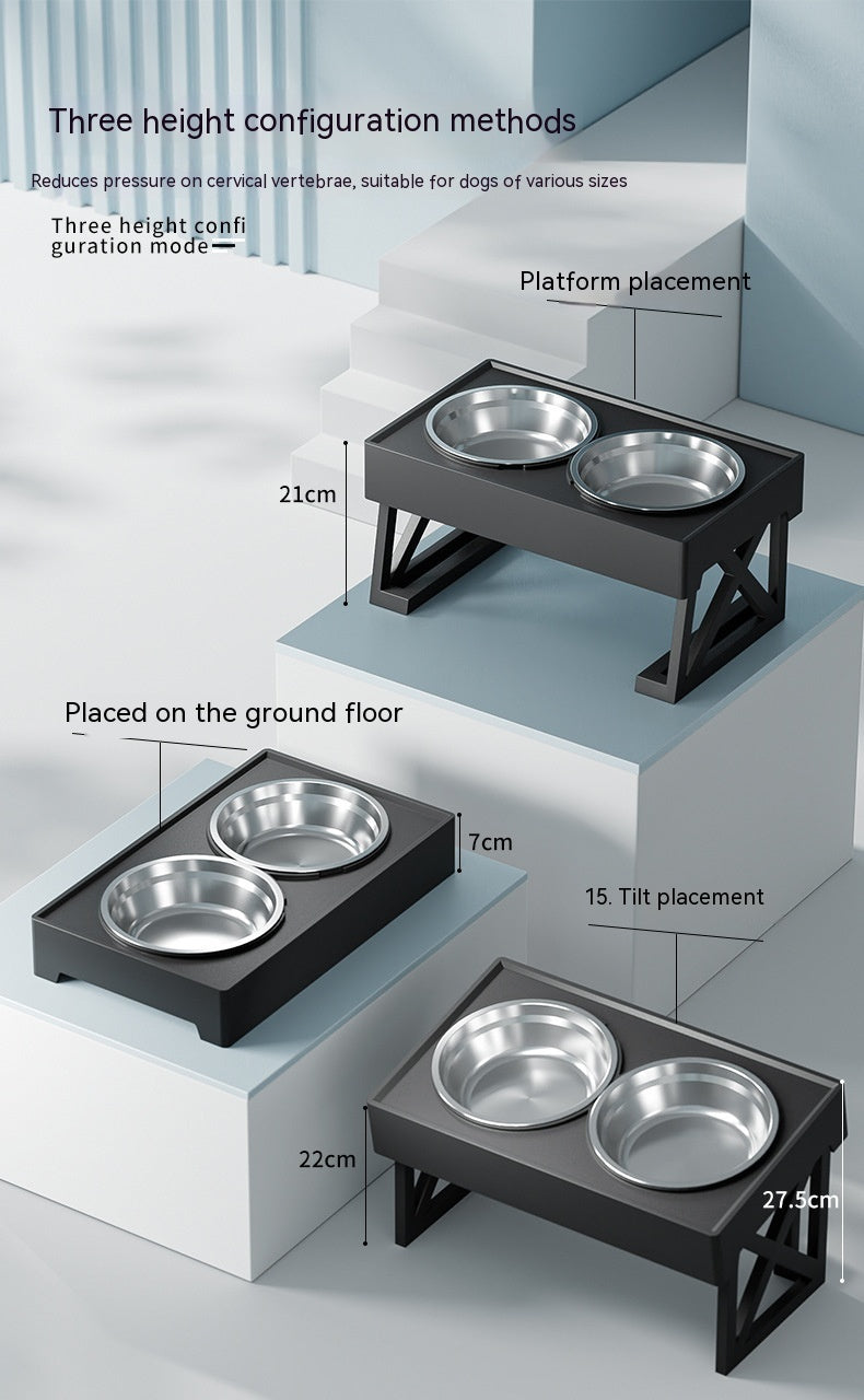 Pet Adjustable Elevated Stainless Steel Vertical Anti-choke Slow Food Dog Bowl
